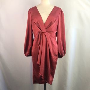 NWT Selfie Leslie Mauve Satin Twist Front Dress